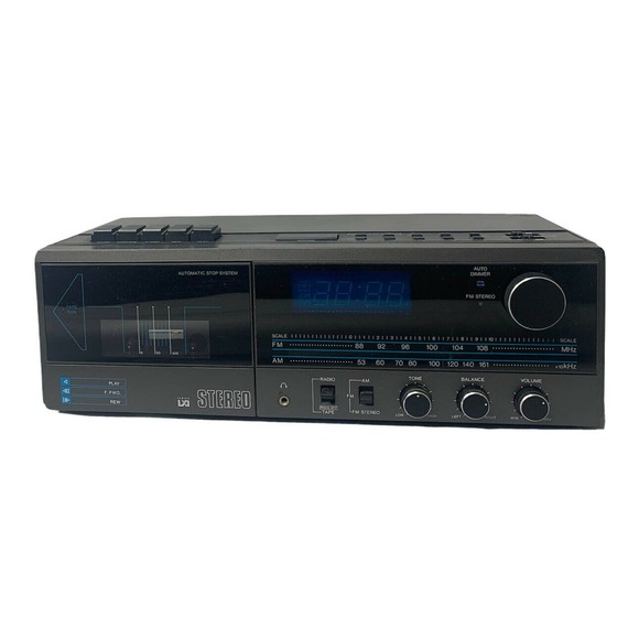 Vintage SEARS STEREO CASSETTE AM/FM Clock Radio Model 667 23487 190 Retro